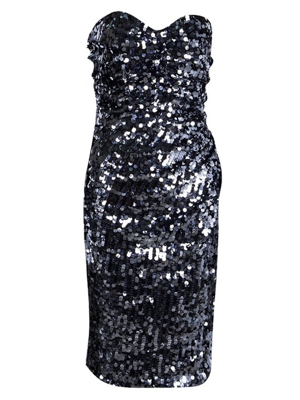Dolce & Gabbana Strapless Sequined Pencil Dress in Black and Silver